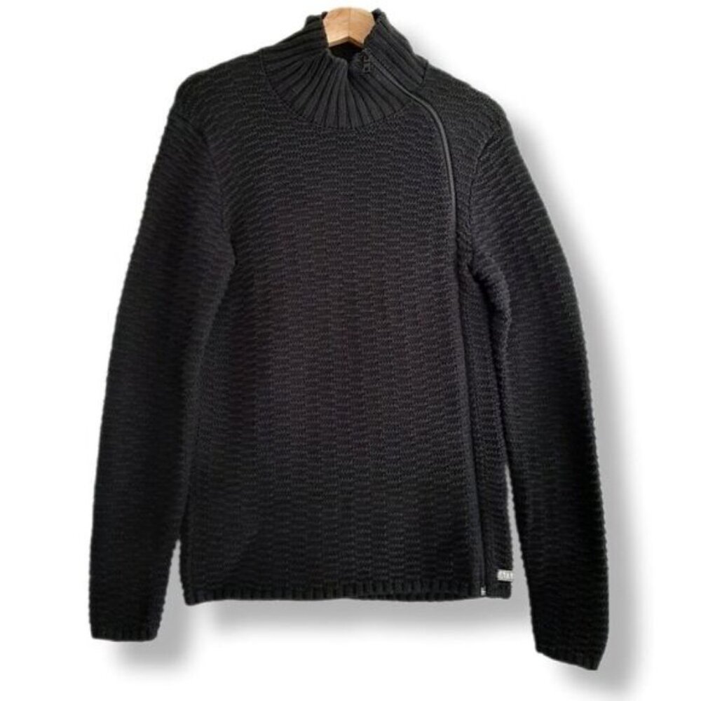 ARMANI EXCHANGE 100% Cotton Side Zip Sweater Textured Knit Sz S